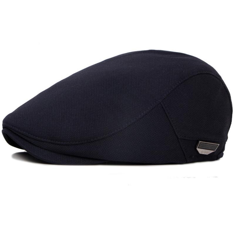 

HT759 Berets for Men Women Spring Autumn Flat Cap Solid Plain Driver Cabbie Gastby Cap Vintage Women Men Beret Cap 55-60cm темно-синього кольору