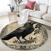 Vintage Border Crow,Round Area Rug,Carpet Rug for Living Room Bedroom Sofa Playroom Decor,Non-slip Floor Mat