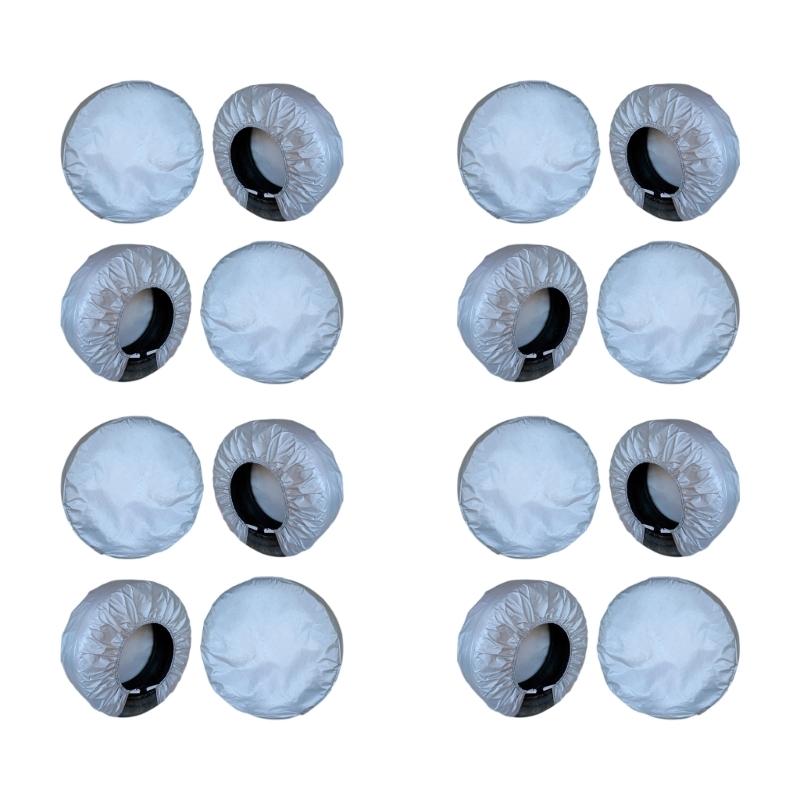 4PCS Silver Wheel Covers Shield Suitable For SUV Truck Campers Vehicles 21-32 Inch Tires Waterproof UV Resistant Design