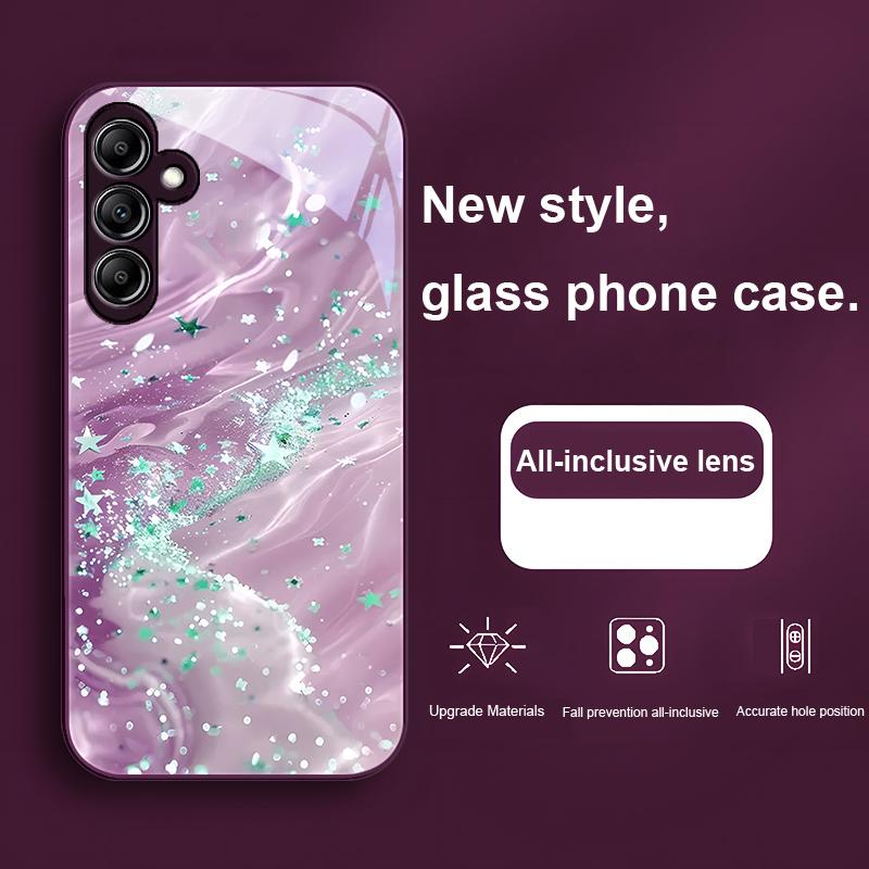 Flowing Gold Black For Samsung Galaxy A01 A02 A03 Core A04 A14 4G A13 54 34 31 20 25 23 22 5G S21 Ultra S20 Glass Phone Case