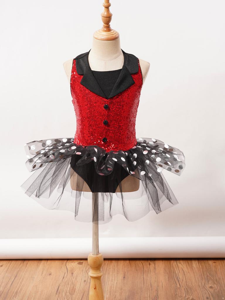Mädchen Kinder Pailletten Träger Zurück Trikot Tutu Kleid Ballett Jazz Latin Modern Dance Performance Zirkus Kostüm