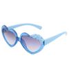 Crystal Heart Girls' UV Protection Sunglasses with Flower Design
