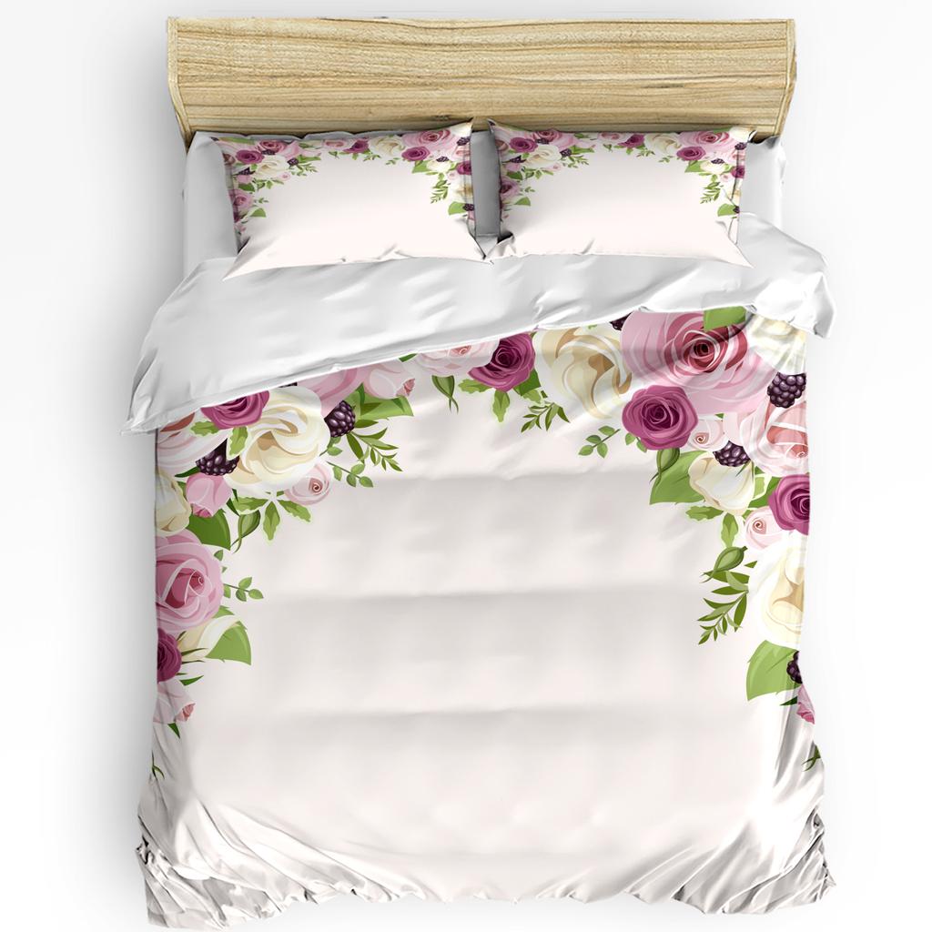 3pcs Bedding Set Pink Plaid Home Textile Duvet Cover Pillow Case Boy Kid Teen Girl Bedding Covers Set