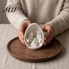 Minimalist Religious Decor Mini Nativity Scene Figurine, Christmas with Holy Family in Egg, Unique Souvenirs 3D Printed Tabletop Ornament for
