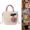 Bucket Bag with Cherry Pendant Plush Fashion Tote Chain Bag Crossbody Bag Versatile Shoulder Bag for Women Girl