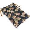 Senshishuin Nishijin Brocade Drawstring Bag Gold Circle Large (Lined) Crest/Black,