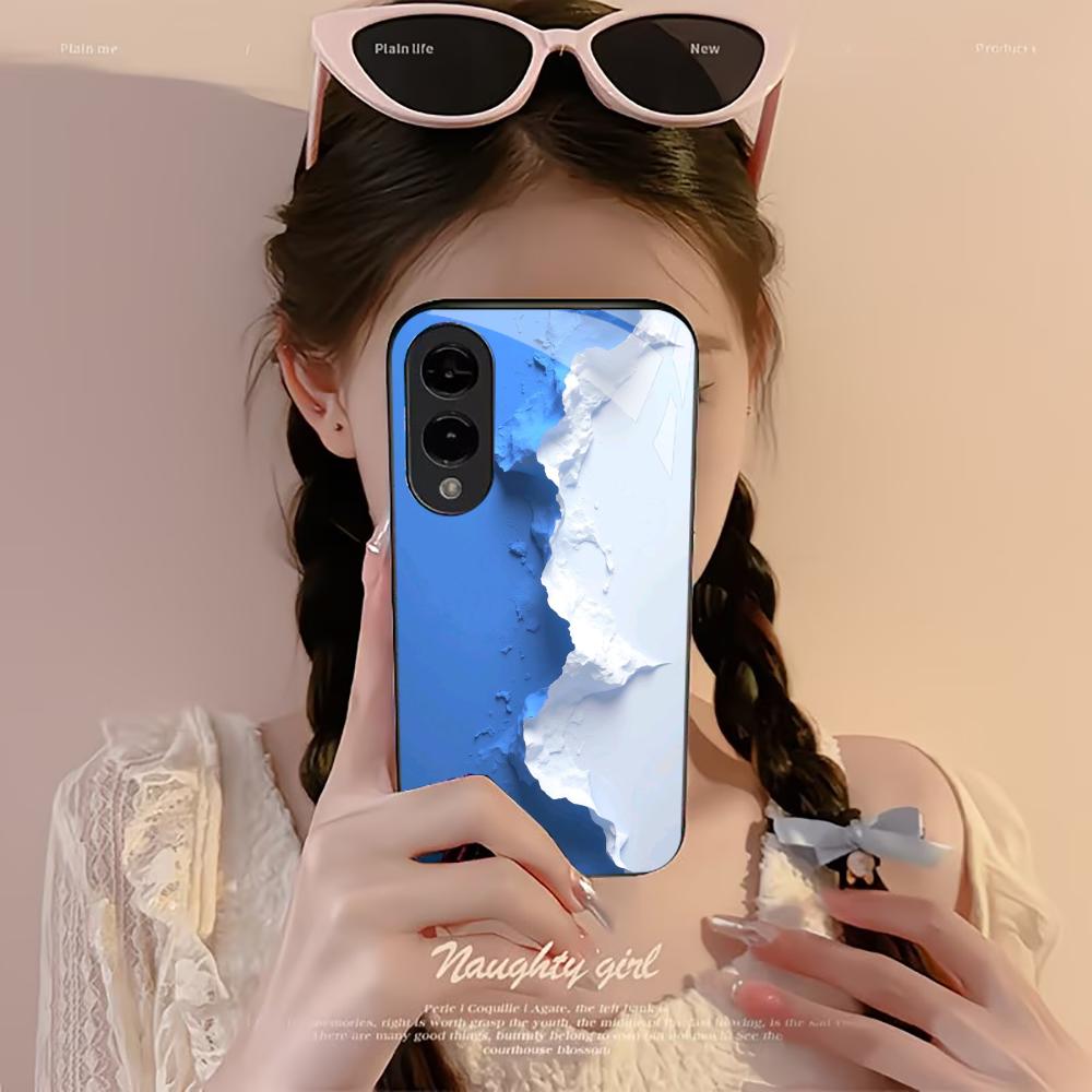 Ocean Land Blu e bianco Semplicità Custodia per Telefono di Lusso Custodia per Telefono in Vetro per Samsung Galaxy S26 S25 S24 S23 S22 S21 FE,Ultra,Plus