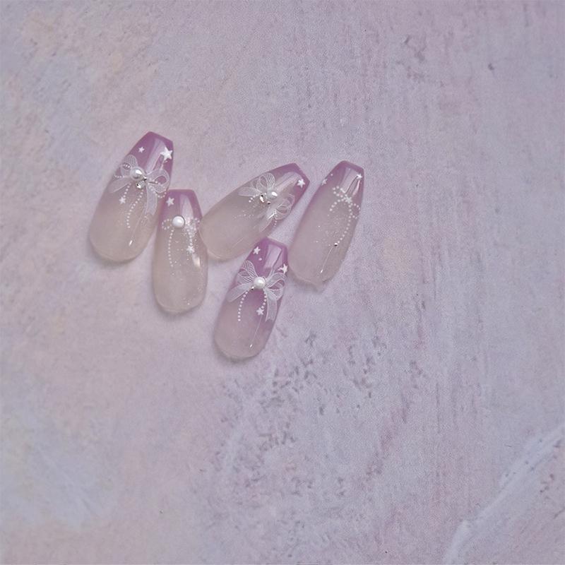 

Nail Art Stickers White Lace Bowknot With Pearl 5D Embossed Adhesive Nail Decals Diy Nail Art Decorative Accessories