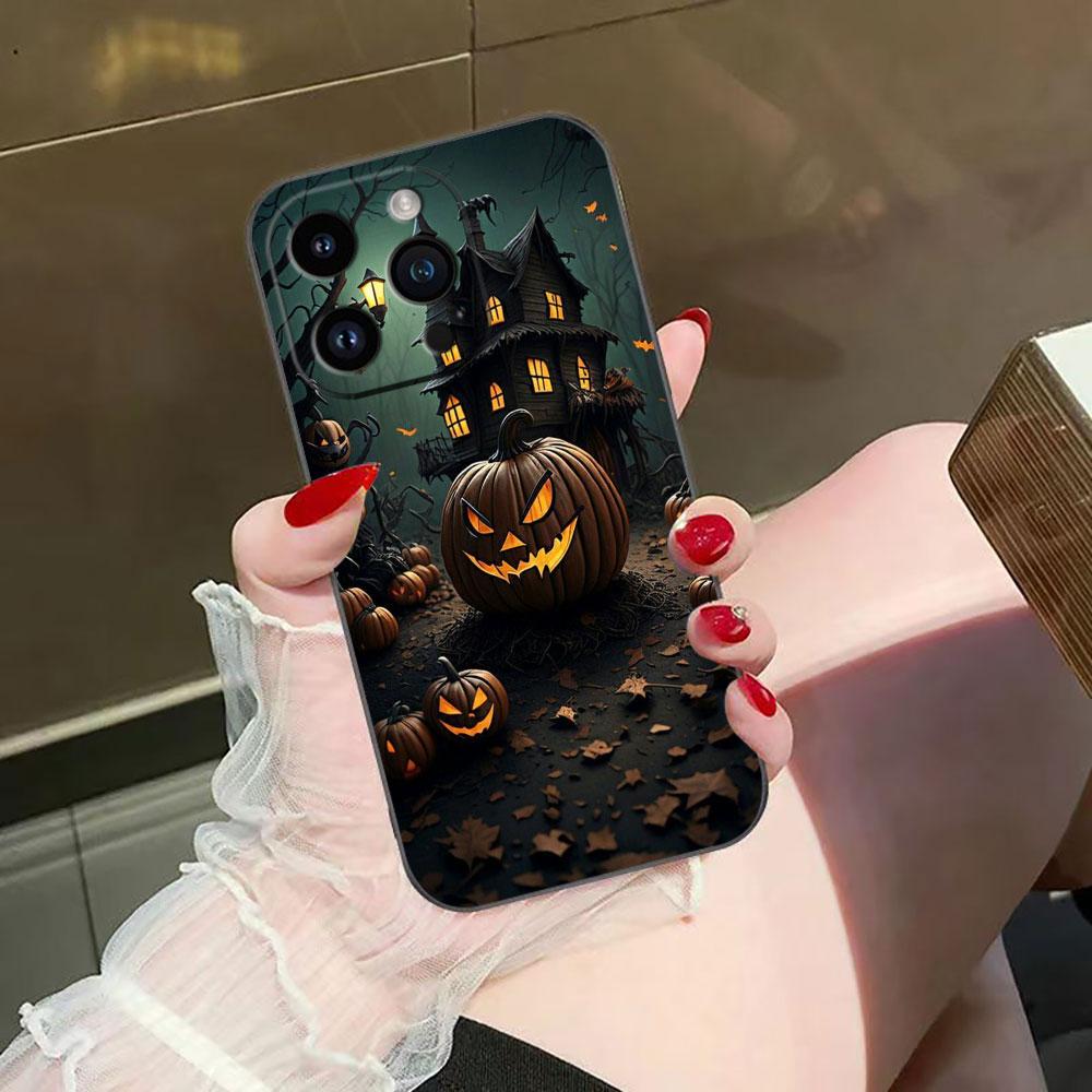 Halloween Pumpkin Bat Cover Phone Case For iphone Apple 17 AIR 16E 16 15 14 13 12 11 Pro XR Max 8 7 Plus TPU Case Funda Shell