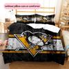 Pittsburgh Penguins Pattern Bedding Quilt Set  Home Decoration  Gift (1 * duvet cover + 2 * pillowcase  without core)