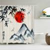 Waterproof Polyester Fabric Shower Curtain Japanese-style Waves Samurai Landscape 3d Printing Bathroom Decor Shower Curtains