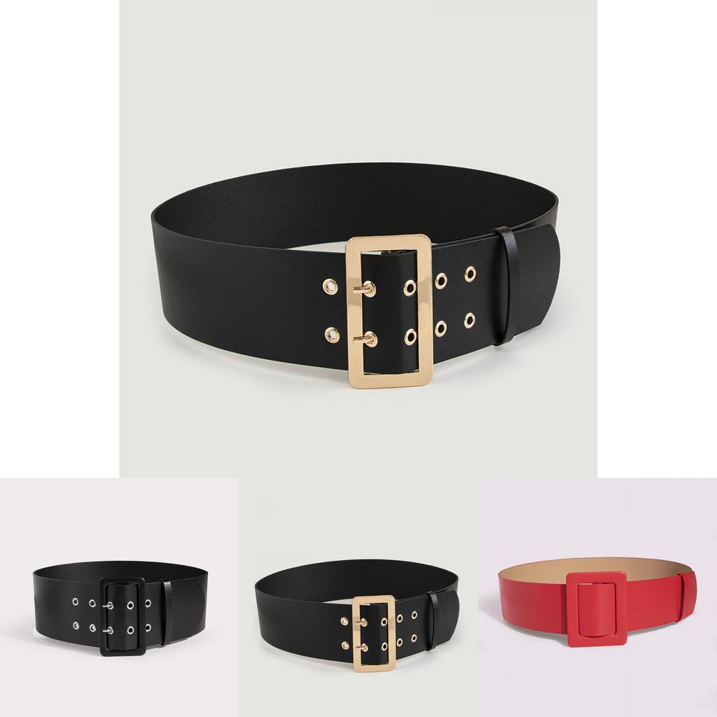 Faux Leather Wide Waist Belt With Pin Buckle For Fashion Accessories