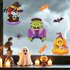 Reusable Static Cling Ornaments Halloween Window Clings Cartoon Ghost Pumpkin Witch Monsters Decals Waterproof Seasonal Glass Surface Adhesives