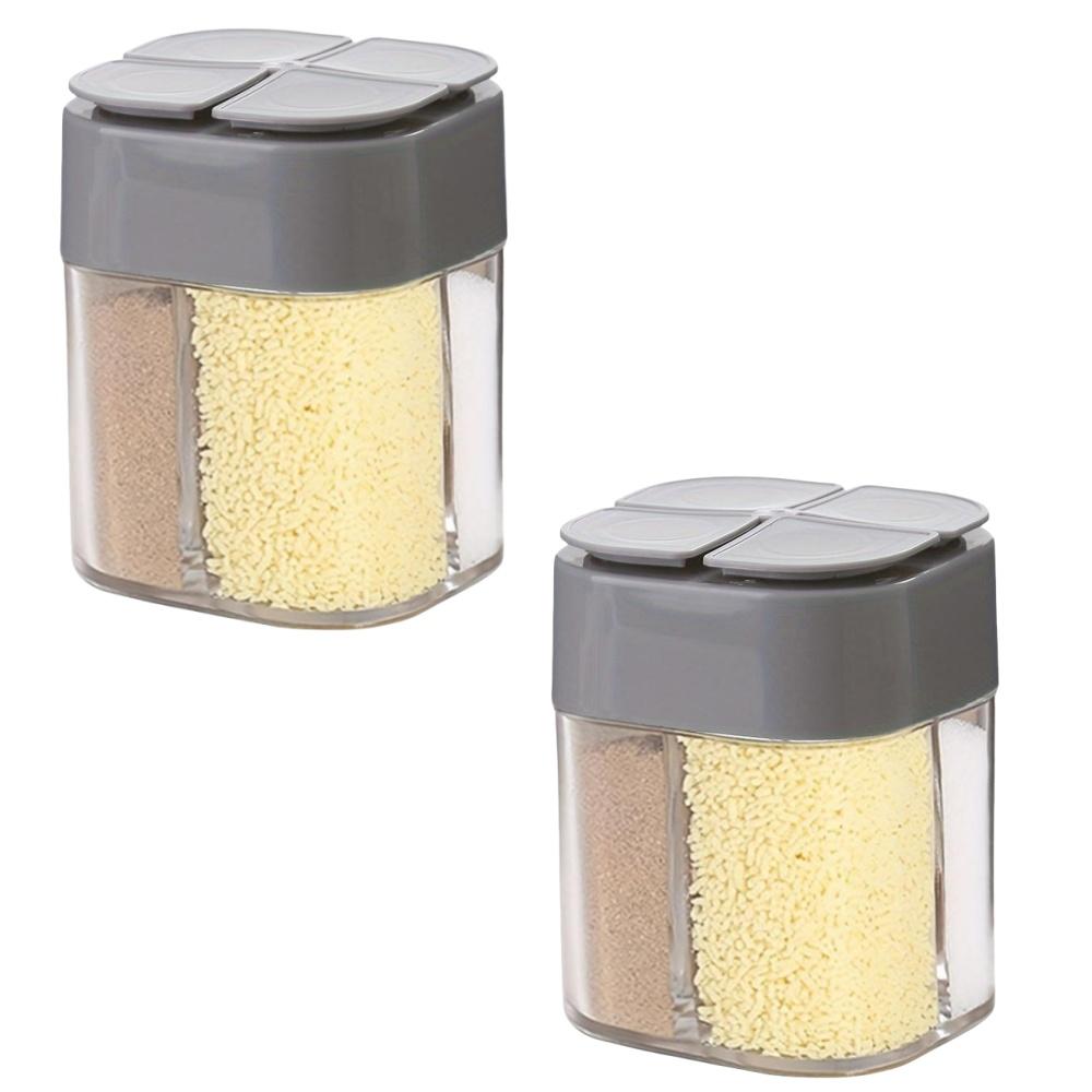 4in1 Camping Seasoning Shaker Multi-Purpose Spice Jar with Lid 4-Compartment For Outdoor BBQ Cooking Salt Pepper Storage Box