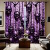 Purple Gothic Skull Chain Curtains Pocket Rod Digital Print Polyester Bedroom Living Room All Season Decor Curtain Sheer For Sitting Made Of