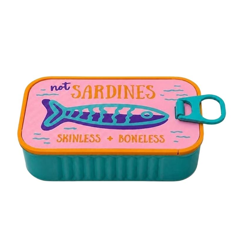 Estuche de Joyería de Viaje Estilo Lata de Sardinas Novedosa con Almacenamiento Compacto para Anillos, Pendientes de Botón, Pulseras y Collares