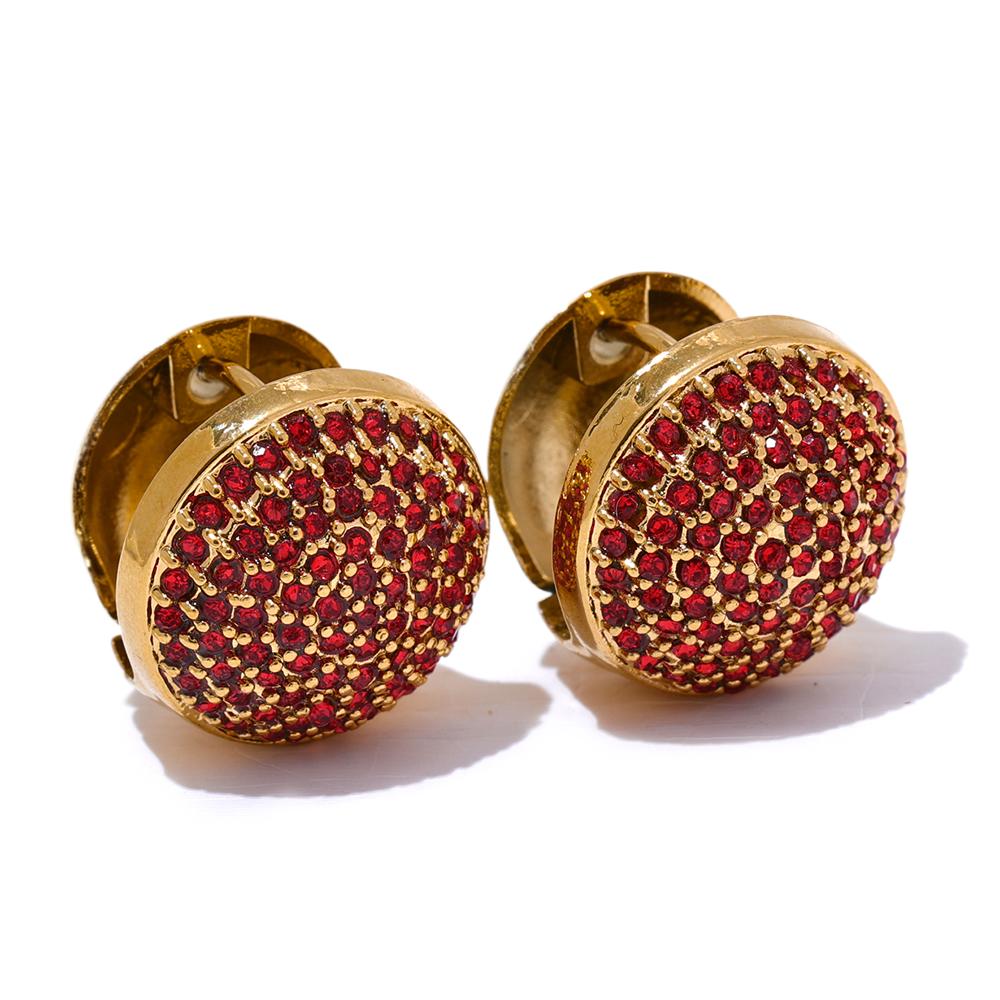 

Yhpup Luxury Bling Multi Color Cubic Zirconia Stainless Steel Round Hollow Hoop Earrings for Women Waterproof Fashion Jewelry