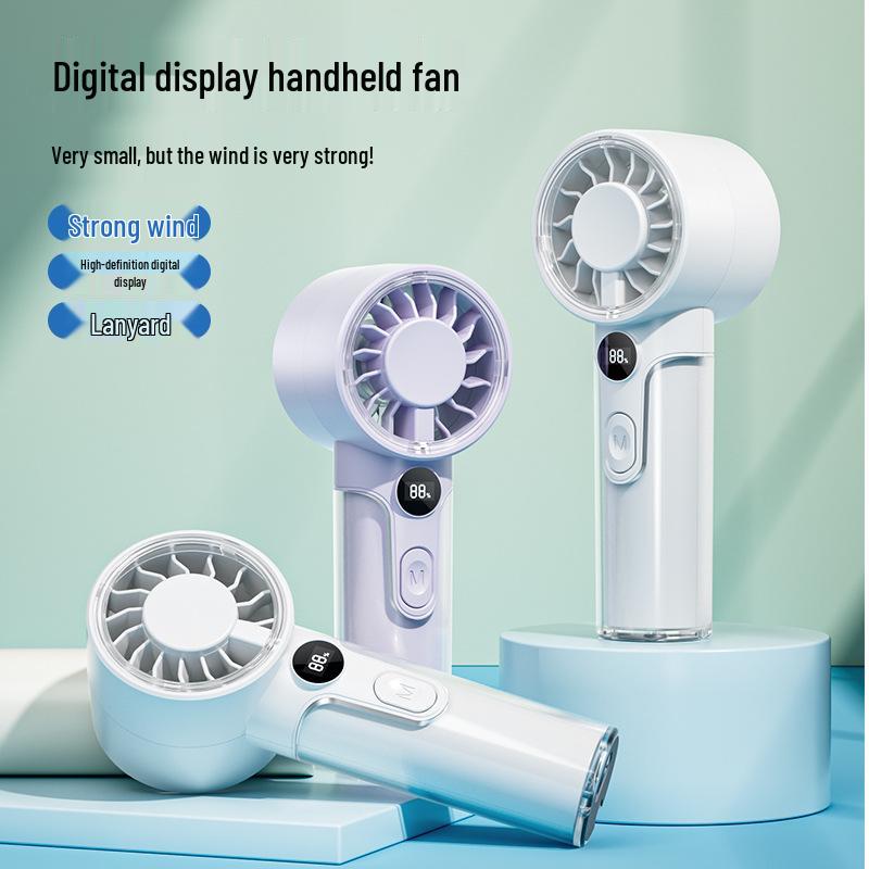 Portable Silent Handheld Fan with Digital Display and Long Battery Life for Outdoor Summer Cooling