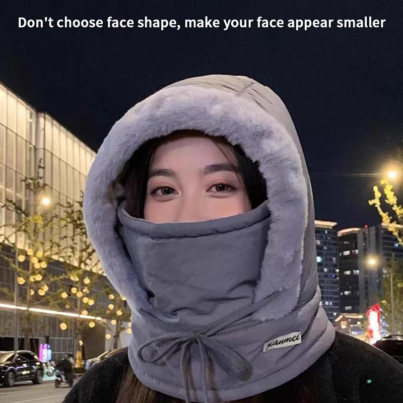 Cold Weather Thermal Balaclava Scarf Winter Windproof Hood Hat Plush Neck Warmer Ski Face Mask For Outdoor Activities