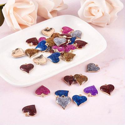 10/30/50pcs Alloy Heart-shaped Oil Droplet Pendant, Multi-color Heart-shaped Pendant, Suitable for DIY Jewelry Making Bracelets, Necklaces, Pendants