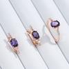 Shiny Purple Natural Zircon Drop Earrings For Women Trend  Rose Gold Color Bride Wedding Fine Jewelry Crystal Gift