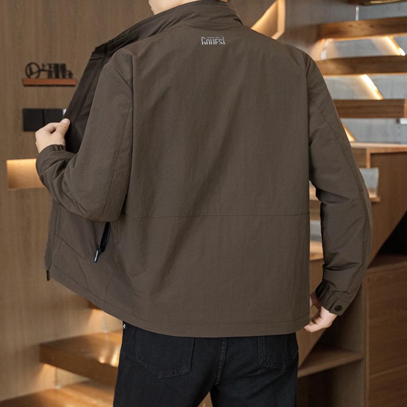 2025 Spring/Autumn Solid Stand-up Collar Casual Jacket for Men
