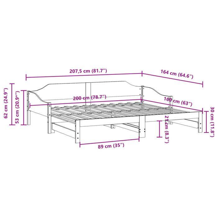 VidaXL Daybed with Trundle Bed 80x200 Cm Solid Pine Wood, Sofa Bed, Guest Bed, Wooden Daybed, Bed of 850902