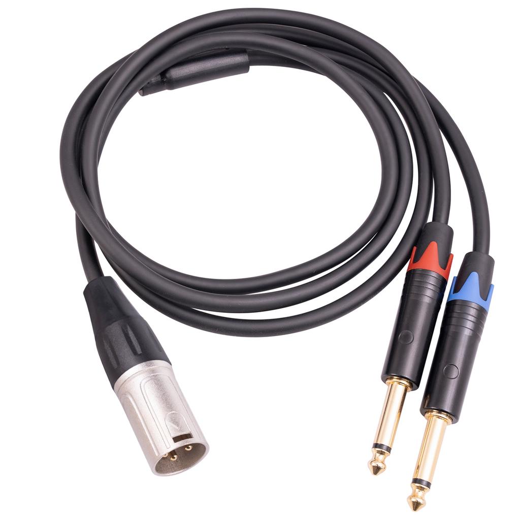 Audio-Kabeladapter Splitter 1 XLR 3-Pin Stecker auf 2x 6,35mm TS Stecker Mono Konverterkabel