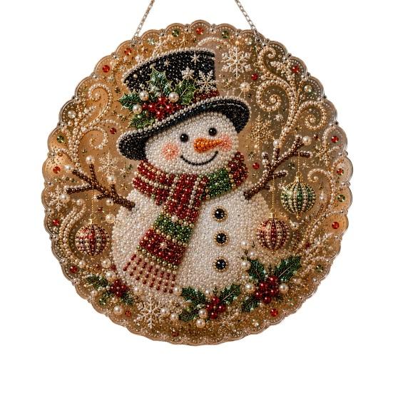Decorative Christmas Tree Baubles Faux Pearl Art Kit, DIY Rhinestone Gem Painting Craft, Santa Festive Home Decor Items Stocking Elk Pattern