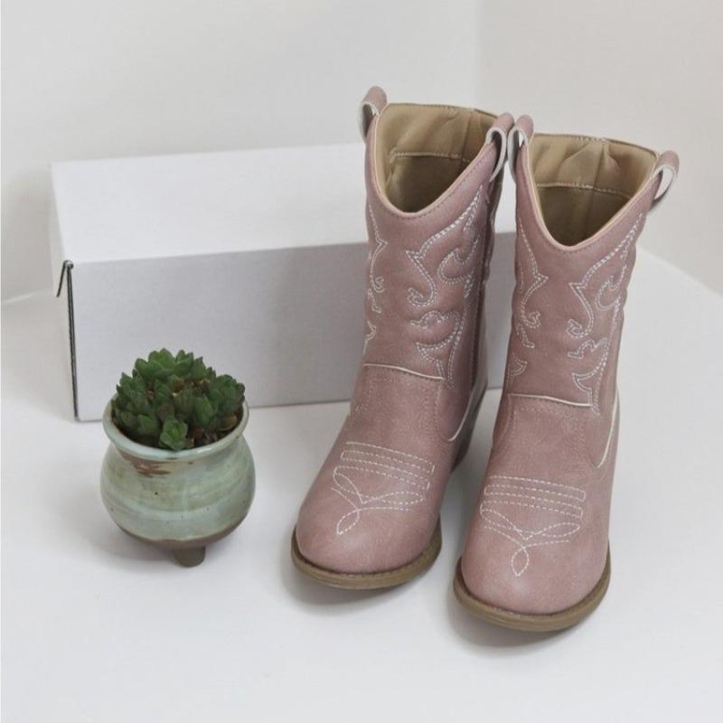 Children Mid Length Boots 2024 Korean Style Autumn Winter New Girls Soft Sole Fashion Vintage Kids Leather Boots Elegant Soft