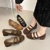 French Small Retro Round Head Single Shoes Women's Autumn 2025 New Leopard Print Mary Jane Ballet Shoes Women's Shoes