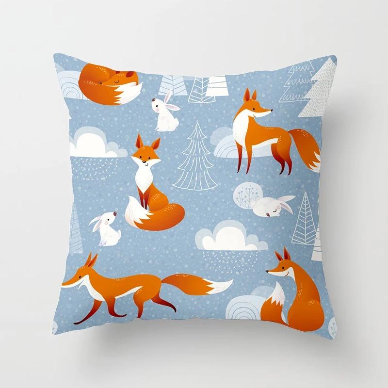 Cartoon Little Fox Decorative Pillowcase Car Ornaments Office Living Room Sofa Home Pillowcase