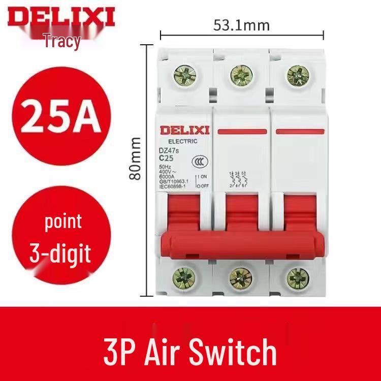 Delixi DZ47 Miniature Circuit Breaker: 1P/2P/3P/4P, 220V Single-Phase To 380V Three-Phase Air Switch for Household Use.
