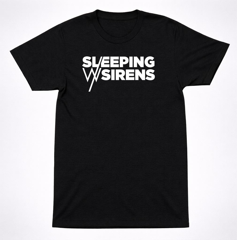 Футболка с текстовым логотипом Sleeping With Sirens Черно-белая Пост-хардкорная футболка группы S разноцветный