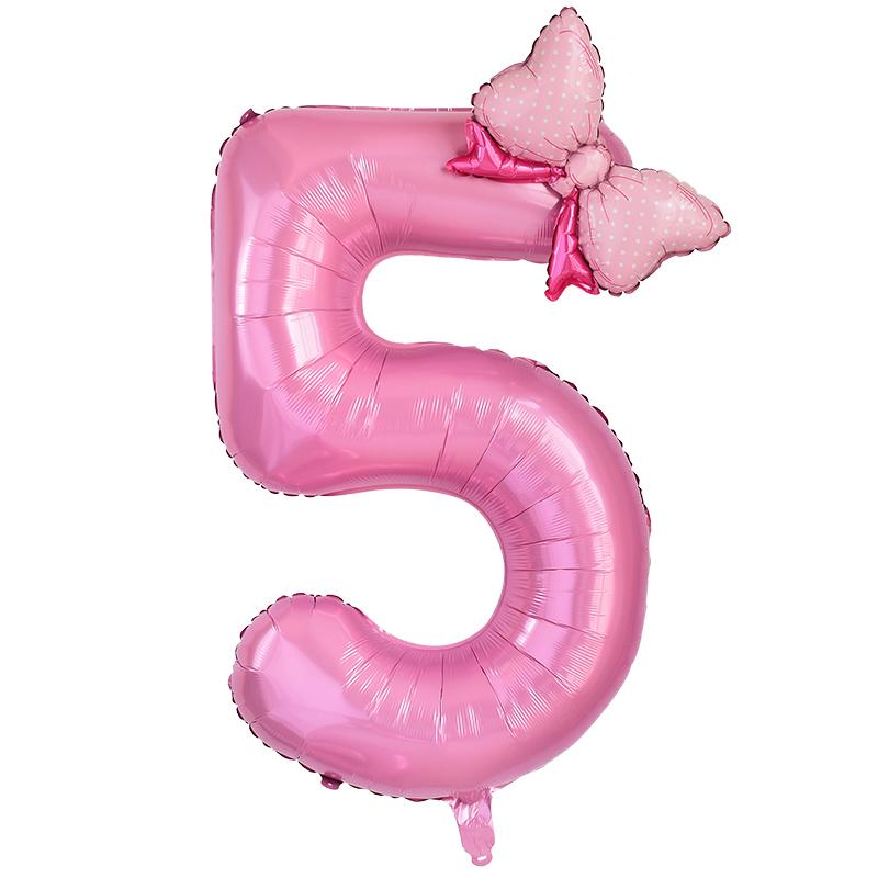 2 szt. Różowy balon foliowy z cyfrą 40 cali z uroczymi balonami w kształcie kokardki Dla Dzieci Dziewczynki Pierwsze Urodziny Dekoracje Upominki Artykuły