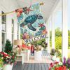 Welcome Summer Beach House Flag  Double-Sided, Durable Polyester Garden Flag for Outdoor & Lawn Decor, Courtyard Decoration, Flag Only