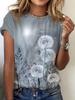 2026 New Women 3D Dandelion Graphics Print T-Shirts Fashion Casual Clothes Short Sleeves Top Summer Tees O-Neck Women's Clothing