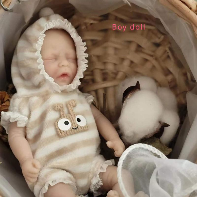 

6 15cm Newborn Reborn Baby Doll Twins Solid Soft Silicone Full Body Rebirth Doll Can Take Bath True To Life Sleep Baby Toy Dolls для дівчаток і хлопчиків 6 inch