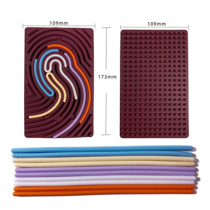 Sensory Activity Board For Kid Busy Board Motor Skills Montessori Toy Relaxing Stress Colored Silicone Rod Travel Toy Gift Boy
