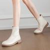 Små fötter~ Bekväma elastiska korta stövletter damers barfota stövlar 2025 ny koreansk version tunna stövlar Martin-kängor platta enkelstövlar