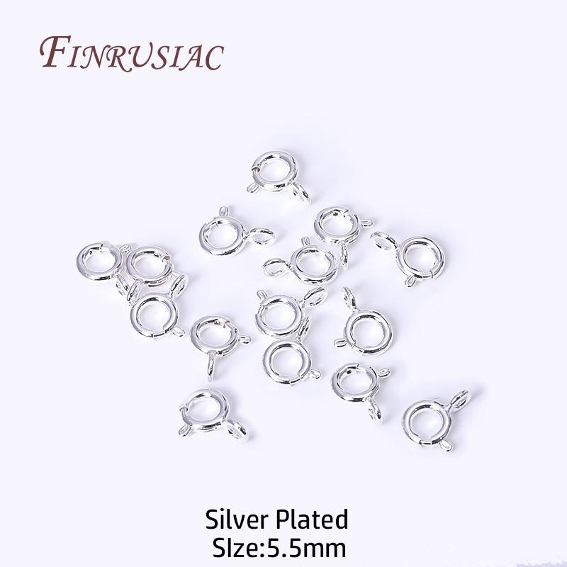 5/5.5/6/7mm Size 18K Gold Plated Brass Spring Ring Clasp with Open Ring, Round Clasps Connector For Bracelet Necklace Making