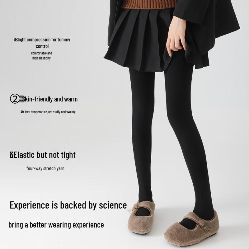 MaoRen Soft Cotton Fleece-Lined Compression Tights for Petite Figures