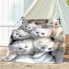 1pc Animals: Rabbit, Cat, Pattern Blanket, All Season Lightweight Home Office Outdoor Nap Multifunctional Blanket