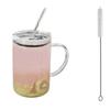 1pc Large Glass Cups with Lids and Straws 1000ML Reusable Iced Coffee Tumbler for Hot & Cold Drinks Smoothies, Tea, Juice