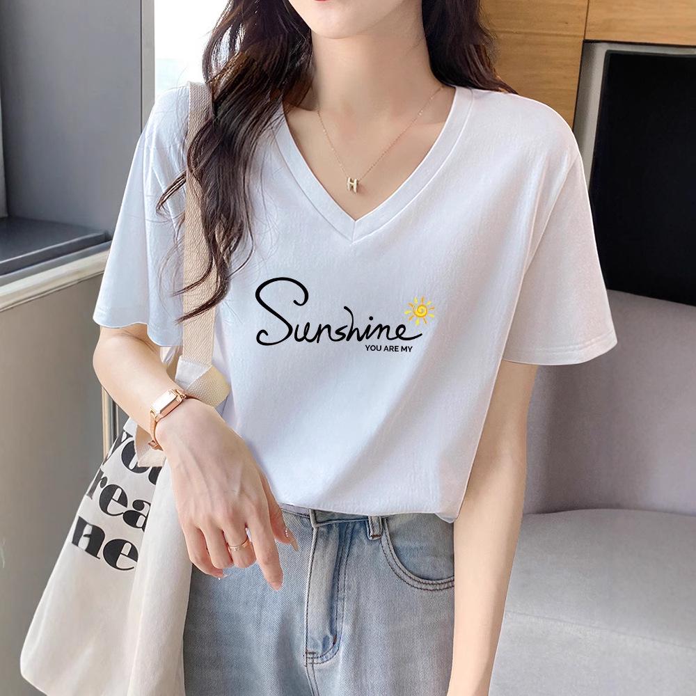 

Women s Pure Cotton V-Neck Short Sleeve Casual Top 2025 L