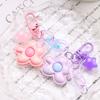 Shiny Five Petal Flower Star Keychain Candy Color Alloy Bag Charm Accessory Decoration For Women Girls Lady