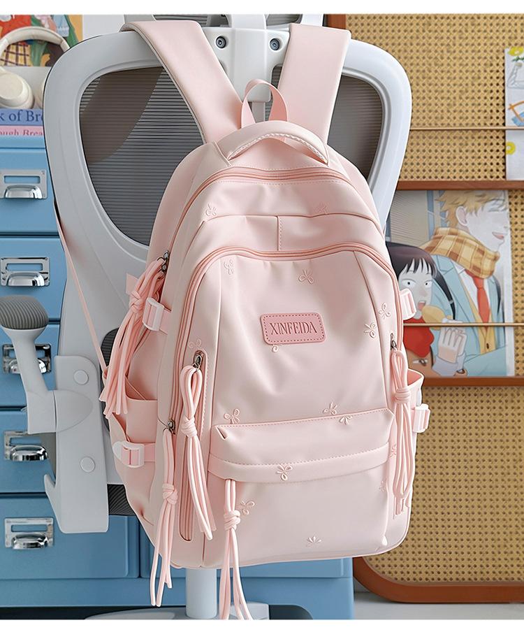 Schoolbag Junior high school student schoolbag Korean version sweet high-value bow student multi-layer burden reduction backpack casual backpack
