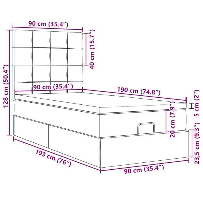VidaXL Ottoman Bed Frame with Mattress Dark Grey 90x190 Cm Velvet, Bed Frame, Upholstered Bed Frame, Bed Frame 3313440