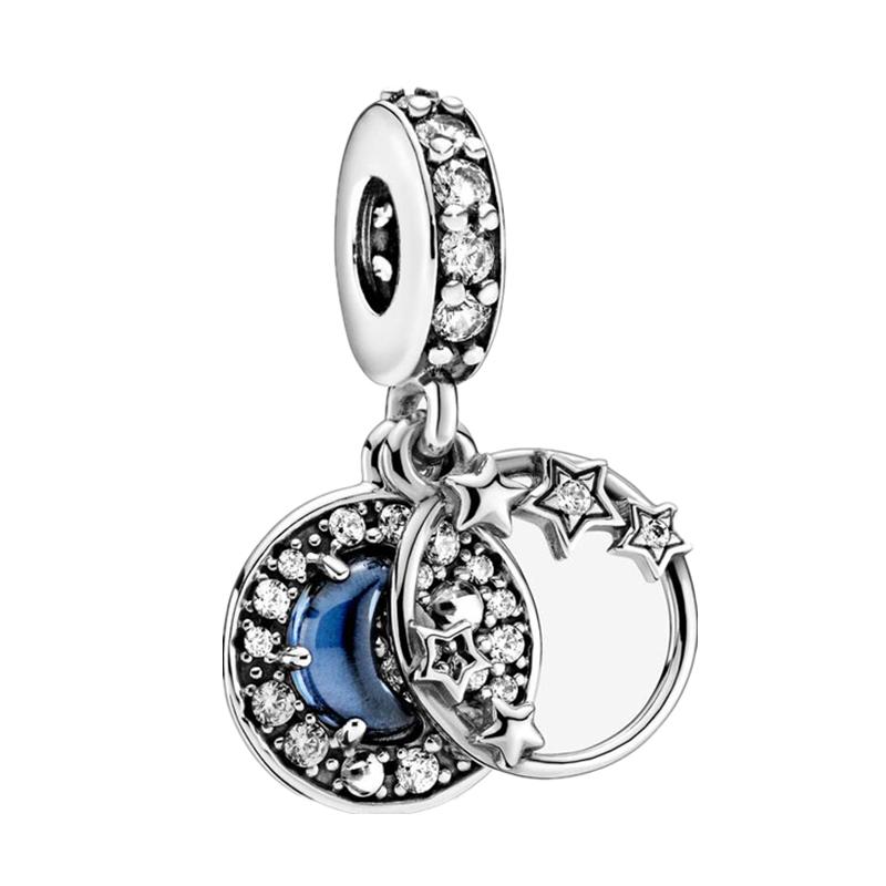 Fine Blue Starry Sky Series Astronaut Star & Crescent Moon Mysterious Alien Sun Fit Original Bracelet Diy Jewelry Gifts