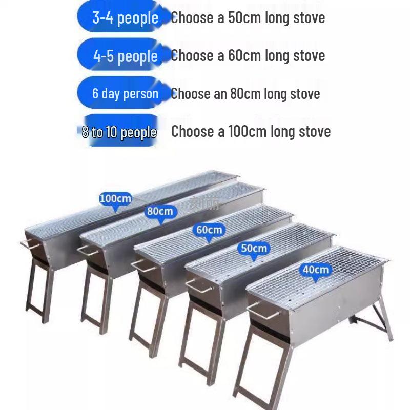 Portable Folding Charcoal Grill Skewer Set for Outdoor and Household Barbecues